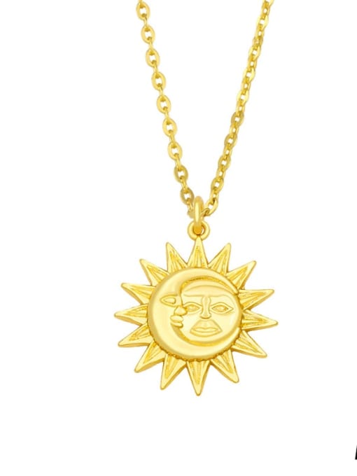 A Brass Sun Moon Vintage Necklace