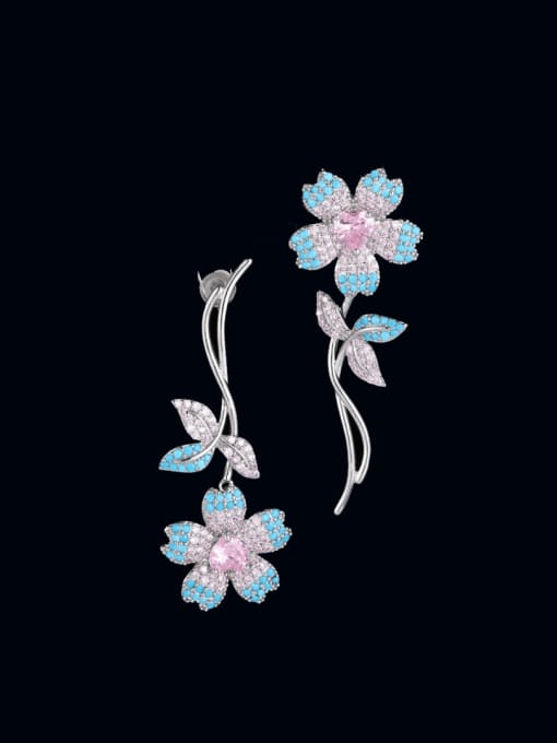 Luxu Brass Cubic Zirconia Flower Luxury Cluster Earring 0