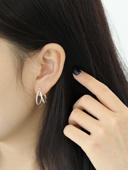 DAKA 925 sterling silver Simple Double Ring  Twist Earrings 3