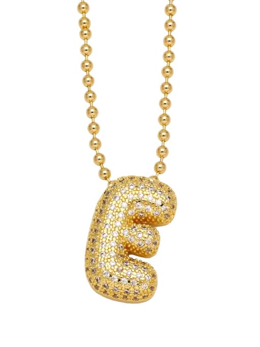 E Brass Cubic Zirconia Letter Vintage Necklace