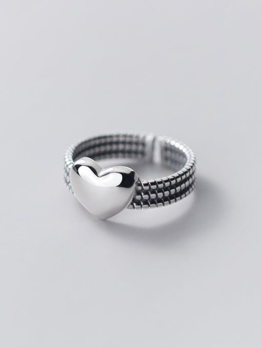 Rosh 925 Sterling Silver Heart Vintage Stackable Ring