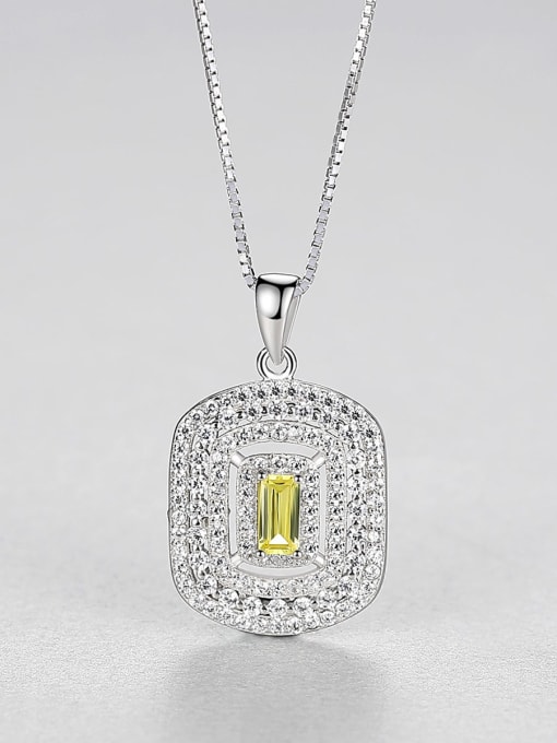 CCUI 925 Sterling Silver Cubic Zirconia Luxury square pendant Necklace 2