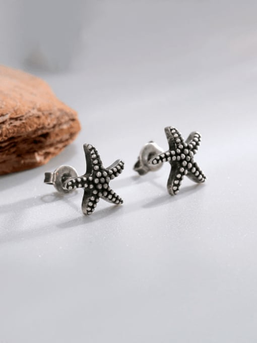 Ancient  Starfish Earrings Brass Sea  Star Vintage Stud Earring