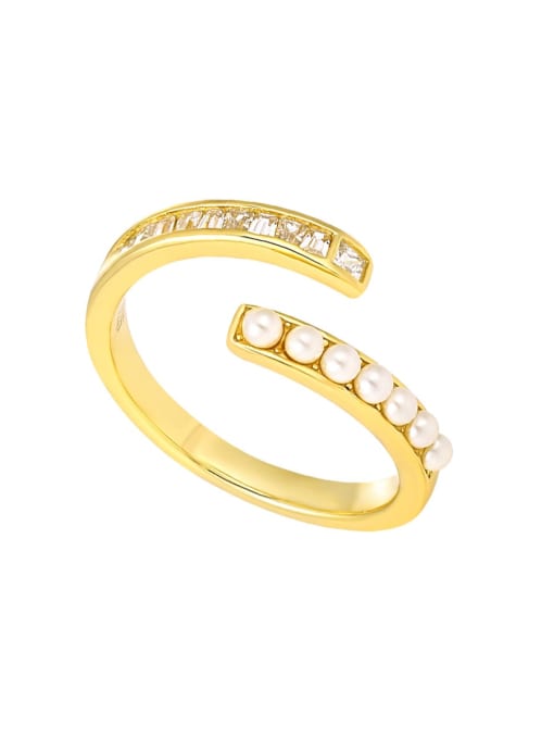 18K gold 【 adjustable size 14 】 925 Sterling Silver Irregular Minimalist Band Ring