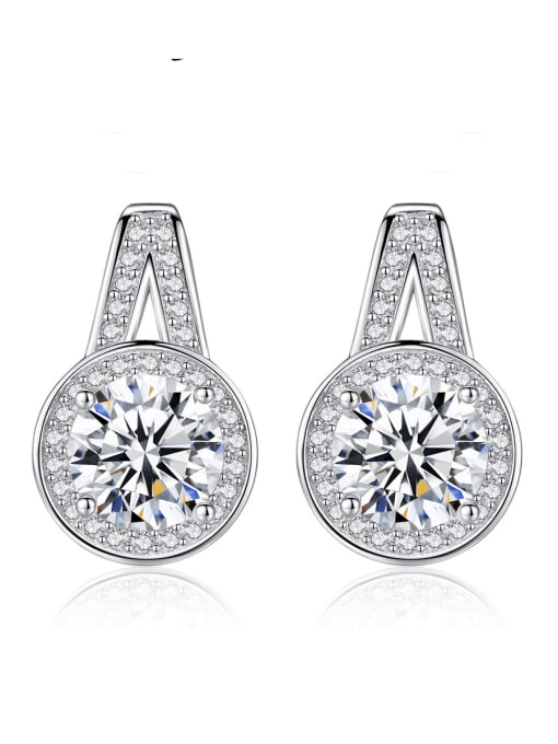 CCUI 925 Sterling Silver Minimalist Round  Cubic Zirconia   Stud Earring