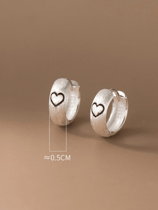 Silver 925 Sterling Silver Heart Minimalist Huggie Earring