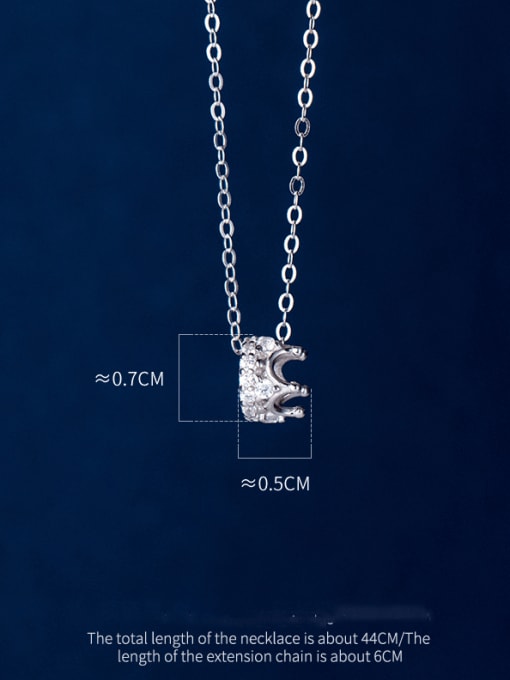 Rosh 925 Sterling Silver Cubic Zirconia Minimalist Crown Pendant Necklace 2