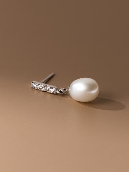 Rosh 925 Sterling Silver Imitation Pearl Water Drop Minimalist Drop Earring 3