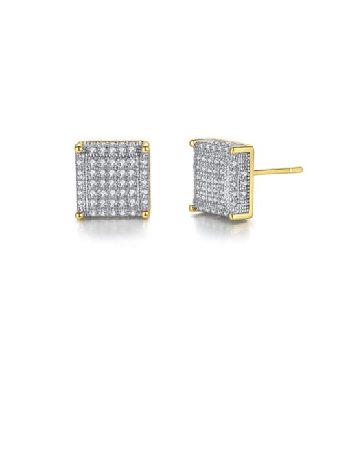 BLING SU Copper Cubic Zirconia Square Dainty Stud Earring 0