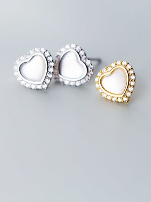 Rosh 925 Sterling Silver Shell Heart Minimalist Stud Earring