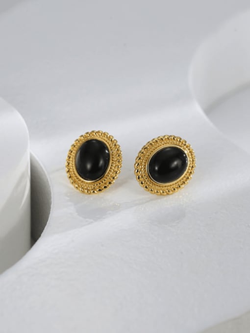 Gold Oval Oil Dropping Earrings Brass Geometric Minimalist Huggie Earring