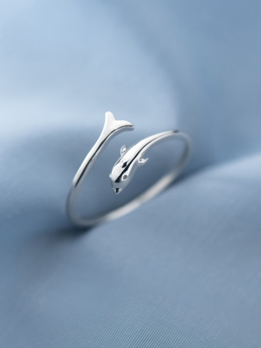 Rosh 925 Sterling Silver Dolphin Cute Band Ring 0