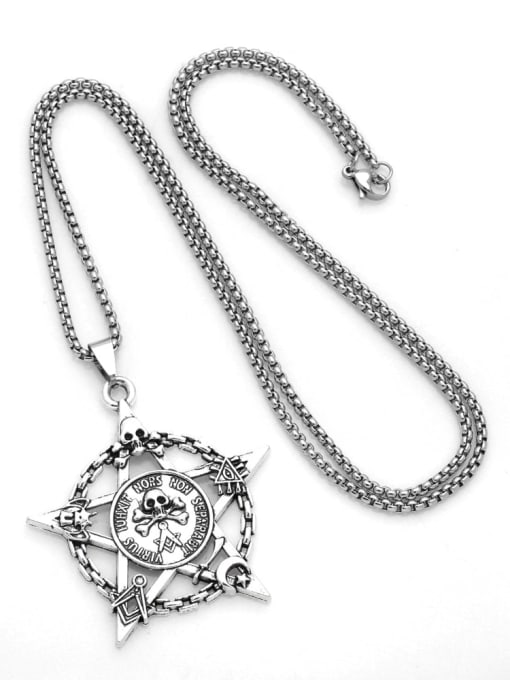 CC Stainless steel Chain Alloy Pendant Skull Hip Hop Long Strand Necklace