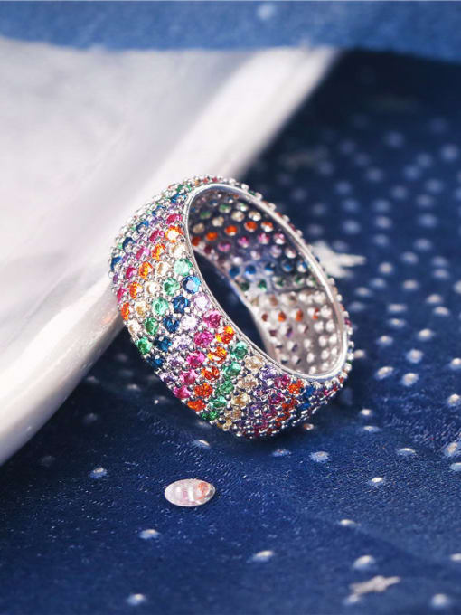 Mixed color Brass Cubic Zirconia Geometric Minimalist Band Ring
