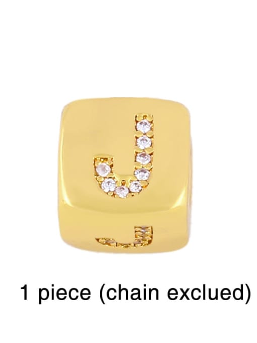 J Brass Cubic Zirconia square  Letter Minimalist Adjustable Bracelet