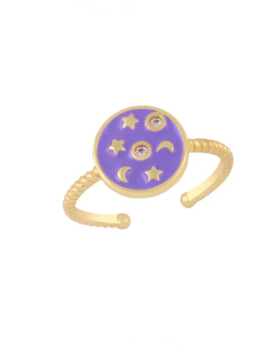 purple Brass Enamel Star Vintage Band Ring