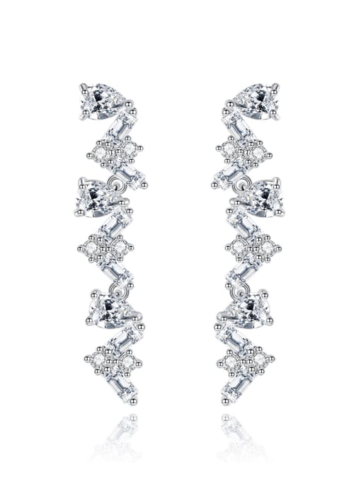 BLING SU Brass Cubic Zirconia Geometric Dainty Cluster Earring 0