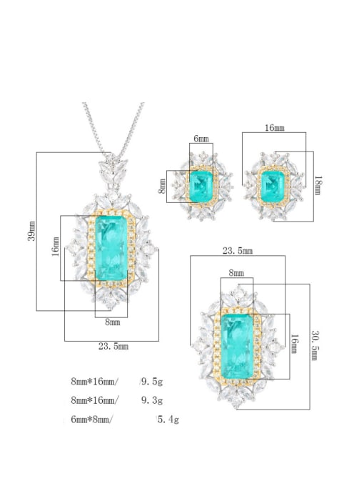 ROSS Brass Cubic Zirconia Luxury Geometric  Earring Ring and Pendant Set 4