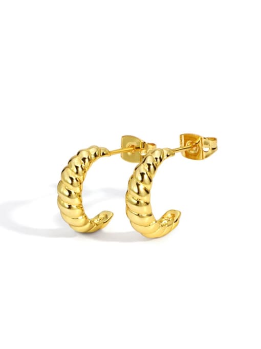 Gold Brass Twist Irregular Vintage Stud Earring