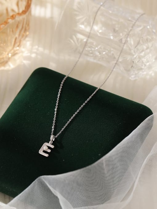 NS1066 【 E 】 925 Sterling Silver Imitation Pearl 26 Letter Minimalist Necklace