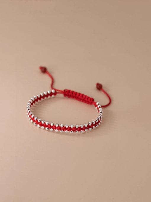 Rosh 925 Sterling Silver Bead Cotton Rope Ethnic Handmade Weave Bracelet