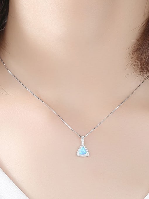 CCUI 925 sterling silver simple triangle Opal Pendant Necklace 1