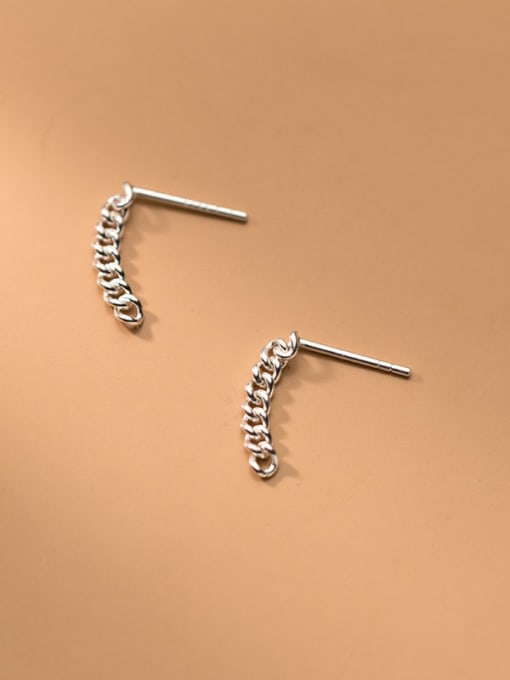 Rosh 925 Sterling Silver Geometric Chain Minimalist Drop Earring 2