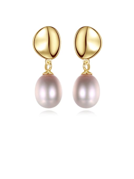 CCUI 925 Sterling Silver Freshwater Pearl  Smooth Round Dainty Drop Earring 0