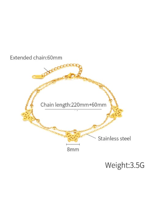 Open Sky Titanium Steel  Butterfly Trend  Double Layer  Anklet 2