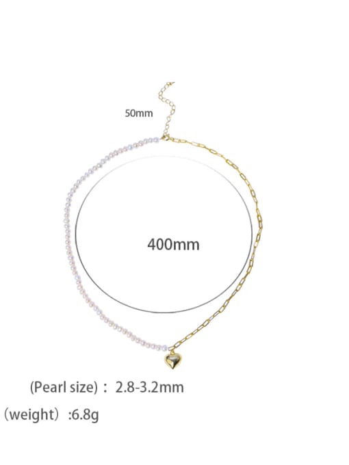 golden Brass Freshwater Pearl Heart Minimalist Necklace