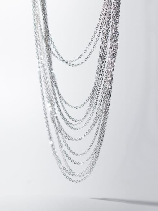 Rosh 925 Sterling Silver Minimalist Multi Strand  Chain Necklace 2