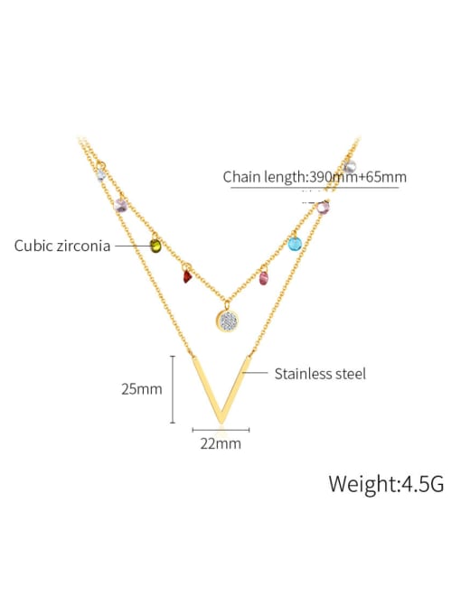Open Sky Titanium Steel Cubic Zirconia Geometric Minimalist Multi Strand Necklace 2