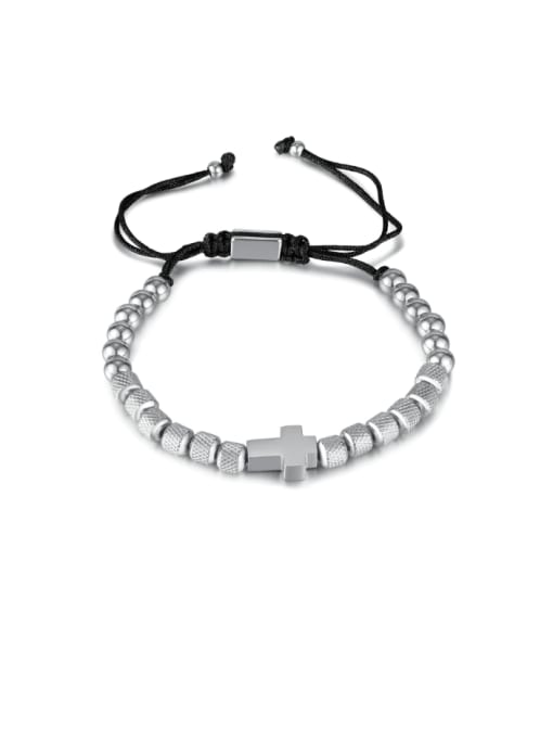 Open Sky Stainless steel Bead Cross Hip Hop Adjustable Bracelet 2