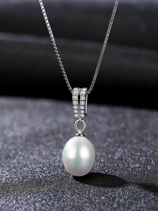 CCUI 925 Sterling Silver Freshwater Pearl Simple pendant  Necklace 3