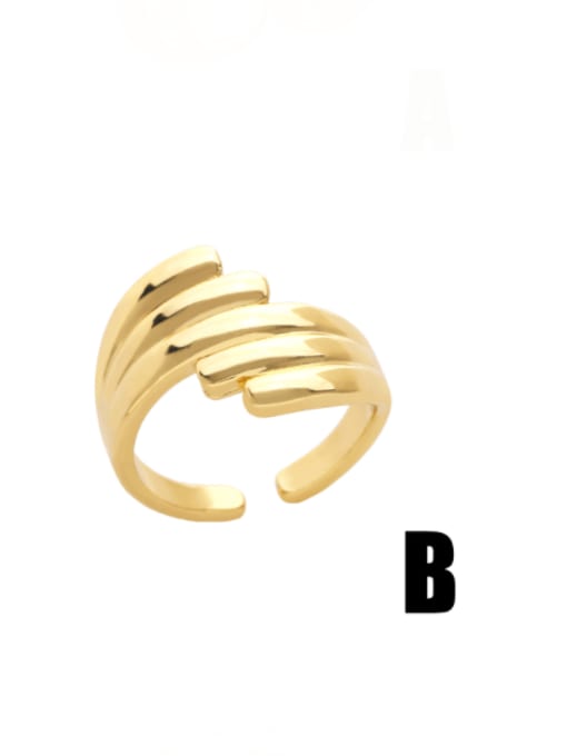 B Brass Geometric Hip Hop Band Ring