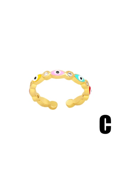 CC Brass Enamel Evil Eye Cute Band Ring 4