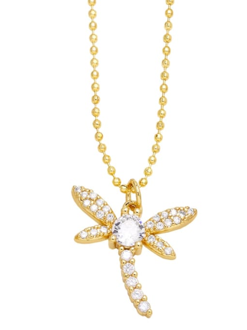 CC Brass Cubic Zirconia Dragonfly Trend Necklace 2