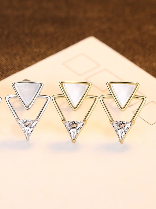 CCUI 925 Sterling Silver Shell Triangle Minimalist Stud Earring 2