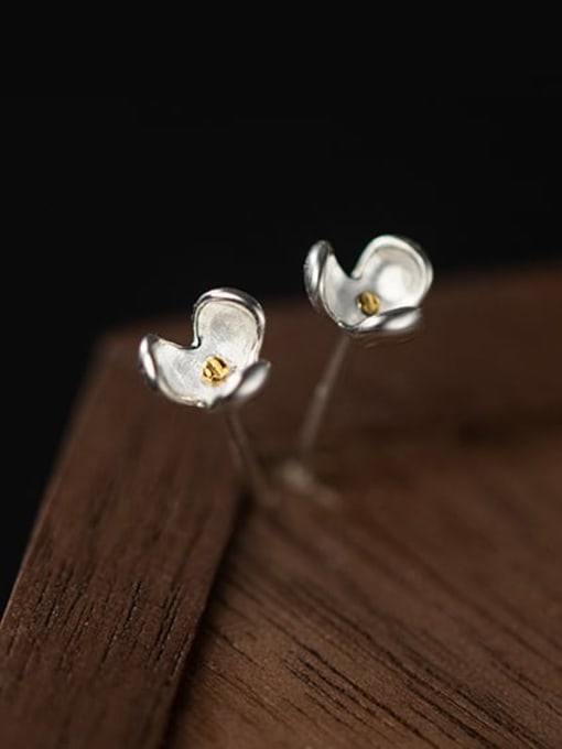 Rosh 925 Sterling Silver Flower Minimalist Stud Earring 0