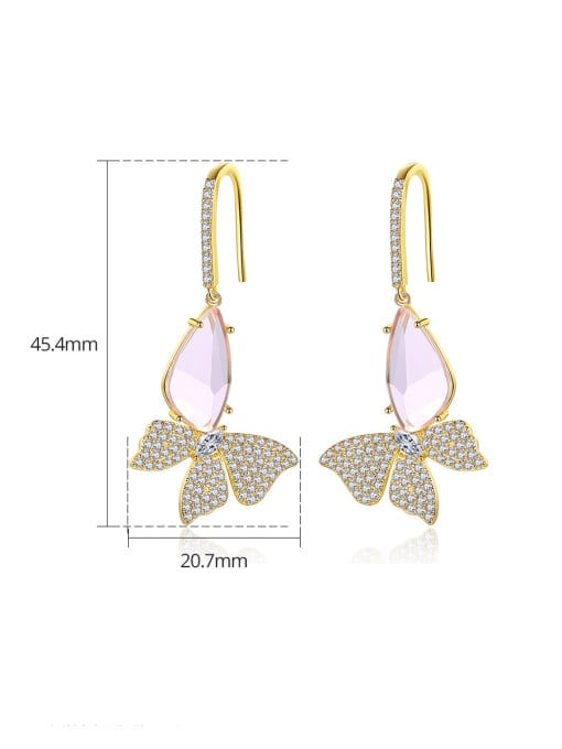 BLING SU Brass Cubic Zirconia Butterfly Dainty Hook Earring 3