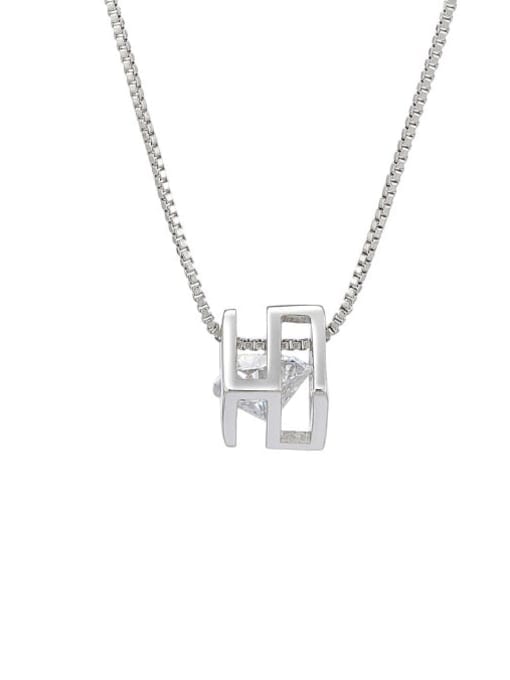 A01 N6 platinum Alloy Cubic Zirconia Geometric Dainty Necklace