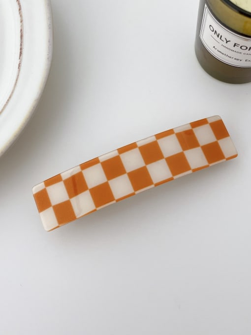 Orange white grid 10.5cm Alloy PVC Trend Geometric  Hair Barrette