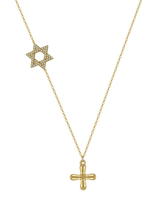 14K gold, weighing 3.09g 925 Sterling Silver Cubic Zirconia Cross Minimalist Necklace