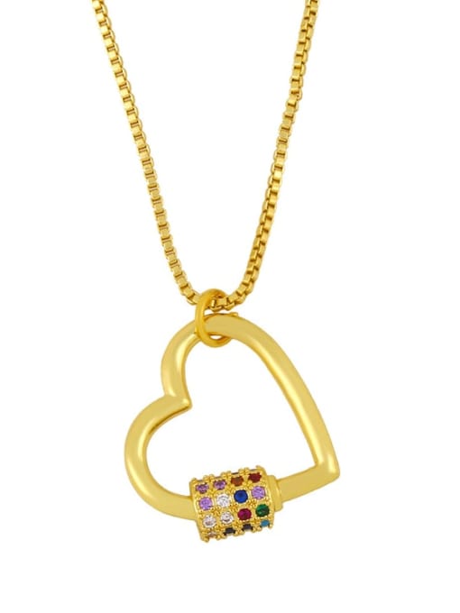 heart-shaped Brass Cubic Zirconia Heart Vintage Necklace