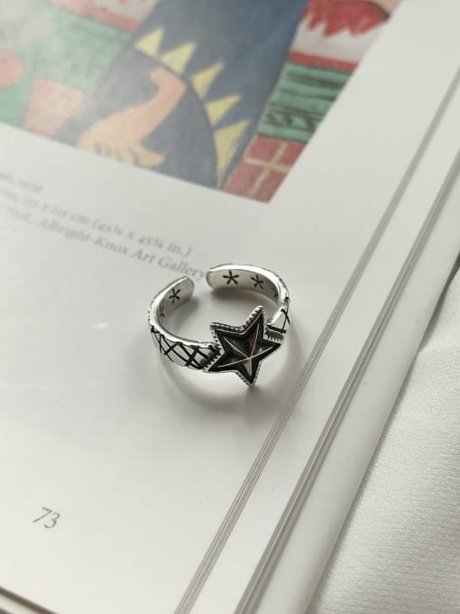 J 479 Pentagram ring 925 Sterling Silver Star Vintage Free Size Band Ring