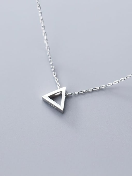 Rosh 925 sterling silver simple Hollow Triangle Pendant Necklace 0
