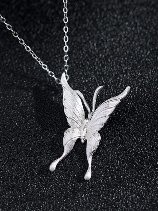 SILVER MI 925 Sterling Silver Butterfly Artisan Necklace 2