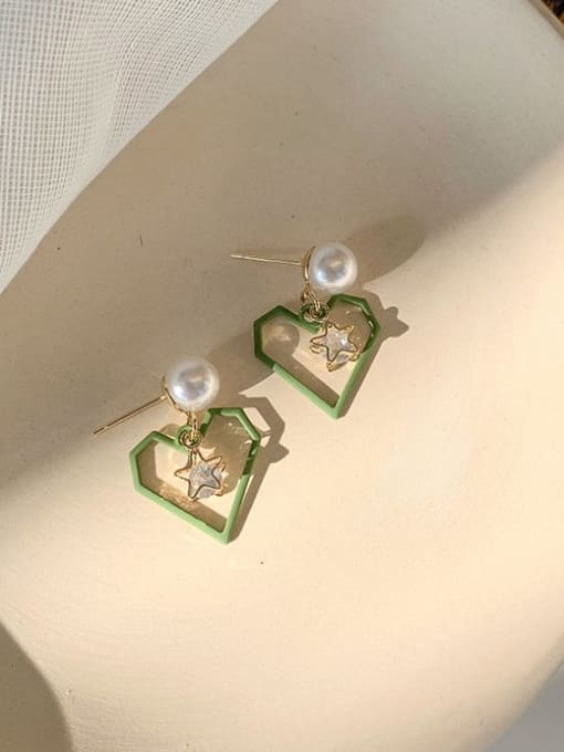 C green Alloy With Imitation Gold Plated Simplistic Drop Earrings