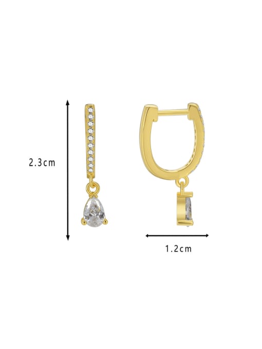 CHARME Brass Cubic Zirconia Water Drop Minimalist Huggie Earring 2