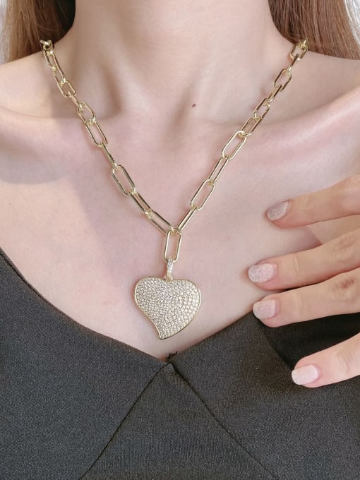 ROSS Brass Cubic Zirconia Heart Dainty Necklace 3